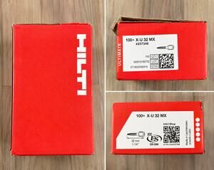 Hilti X-U 32 MX Powder Actuated Fastening Pins 1-1/4” (32mm) 100 Count #237348